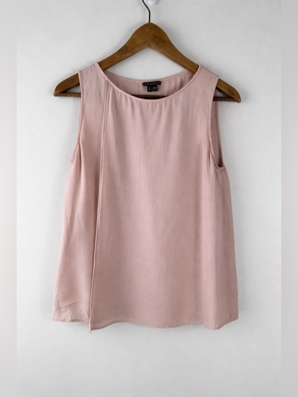 Theory Womens Maidena W Tank Silk Pink Peach Sleeveless Blouse size Small Flowy